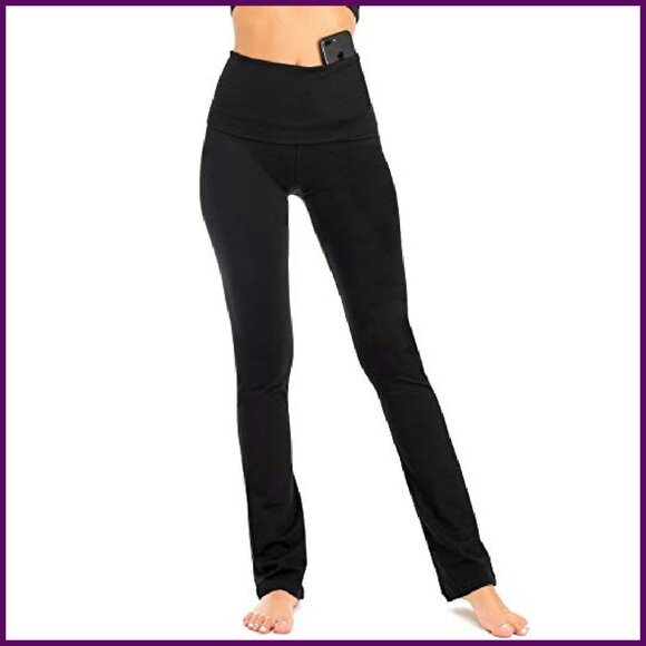 Bootcut Fold Over Leggings with Pocket - Plus Size Yoga Pants - Picture 2 of 8